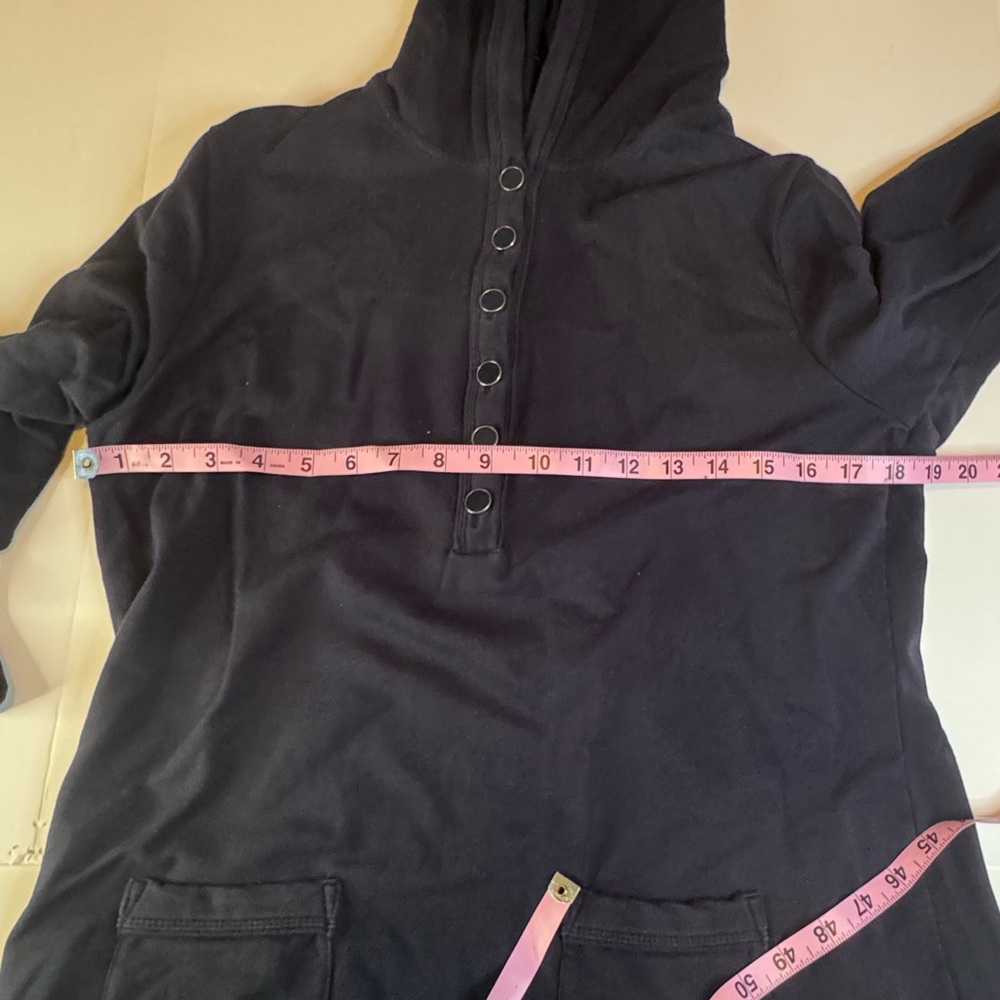 Talbots Petite Navy Snap Button Hoodie Tunic Top Pockets Size Large - Picture 8 of 12